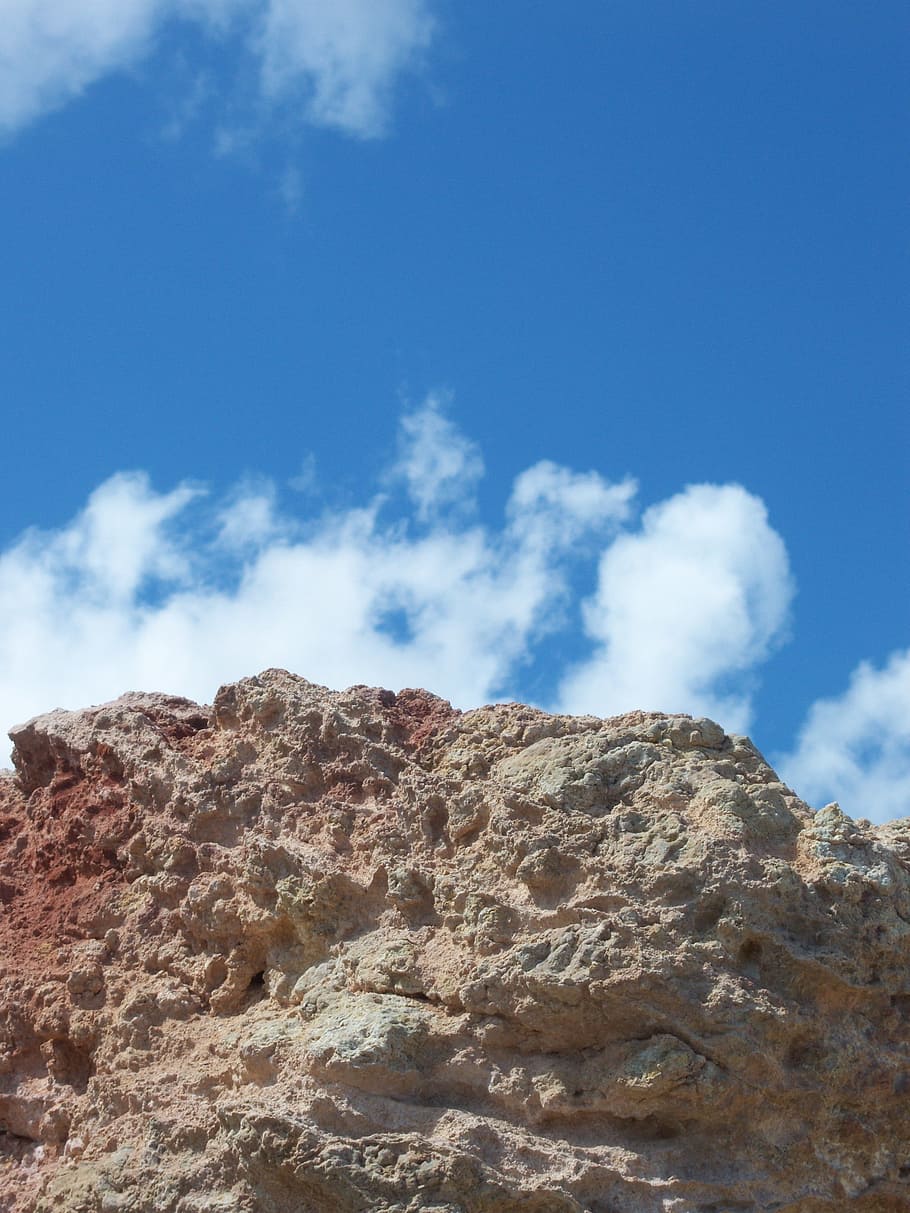 Rock, Clouds, blue, nature, sky, rock - Object, landscape, mountain HD wallpaper