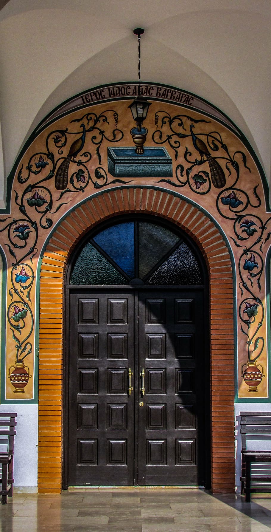 door, entrance, gate, church, architecture, ayia varvara, paralimni, HD wallpaper