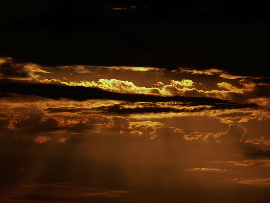 Sunset, Evening, abendstimmung, evening sky, clouds, silhouette HD wallpaper