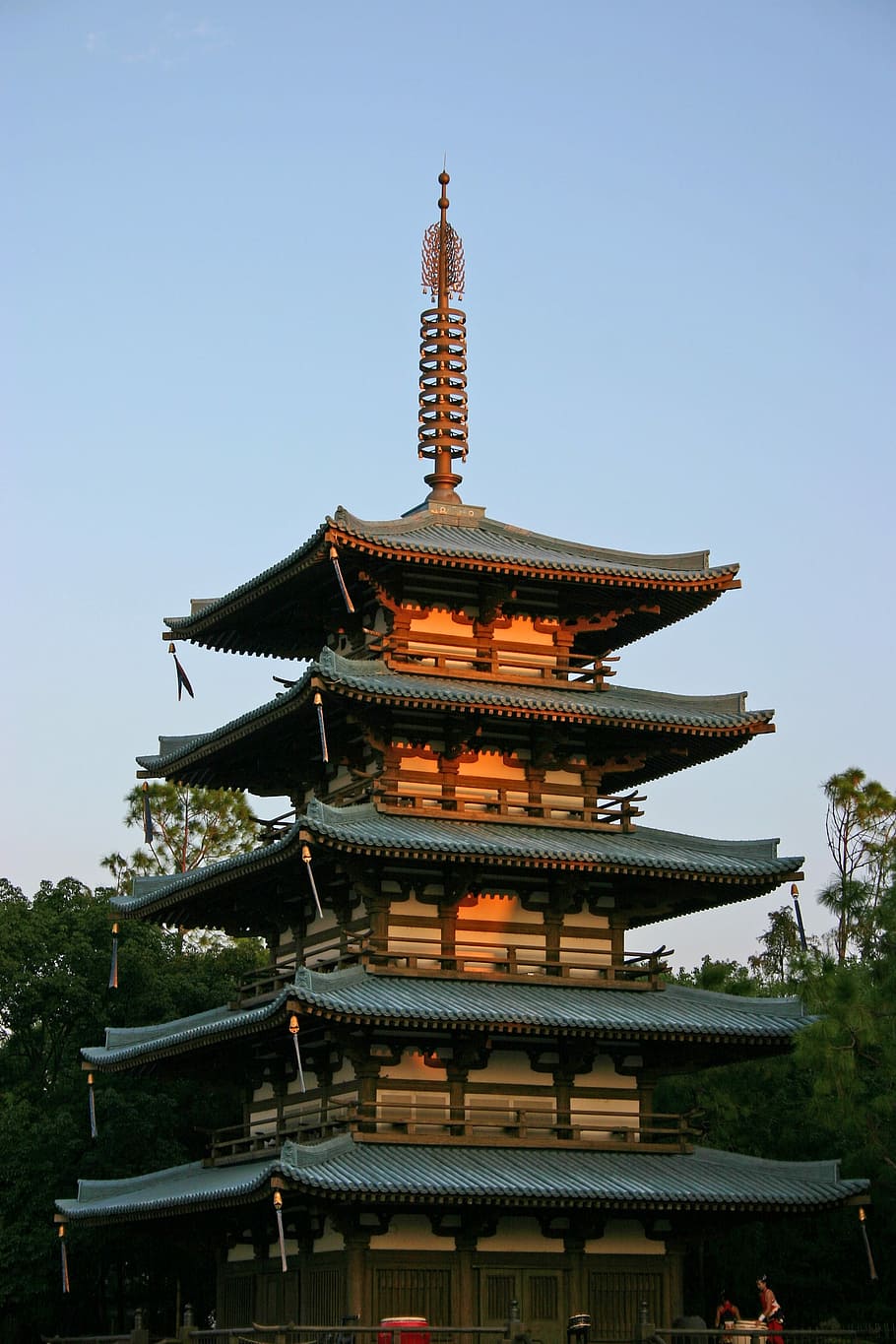 Epcot, Japanese, Tower, Pagoda, Disney, sunset, religion, architecture, HD wallpaper