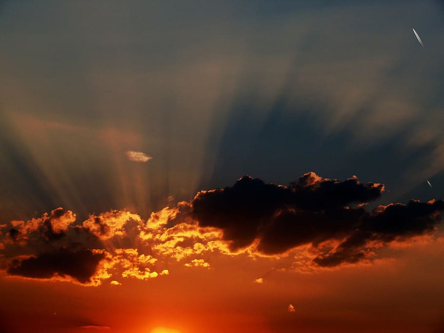 sunset, afterglow, evening, evening sky, abendstimmung, mood HD wallpaper