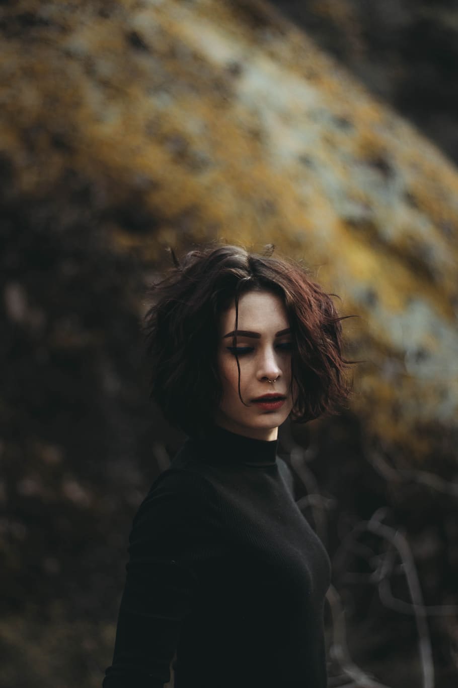 woman wearing black turtle neck sweater, women, outdoors, people HD wallpaper