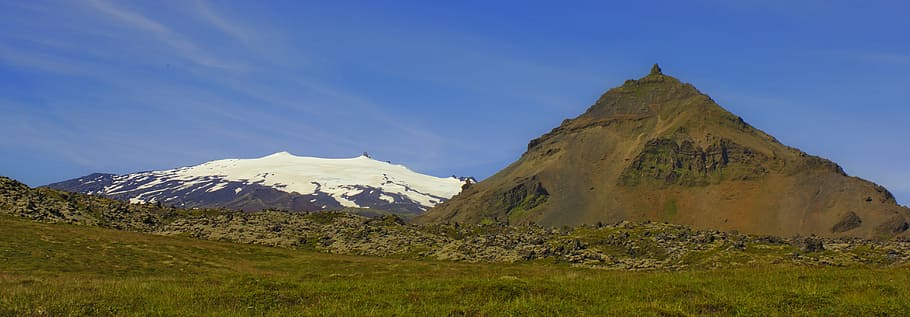 mountain, glacier, volcano, snow, landscape, nature, ice, national park HD wallpaper