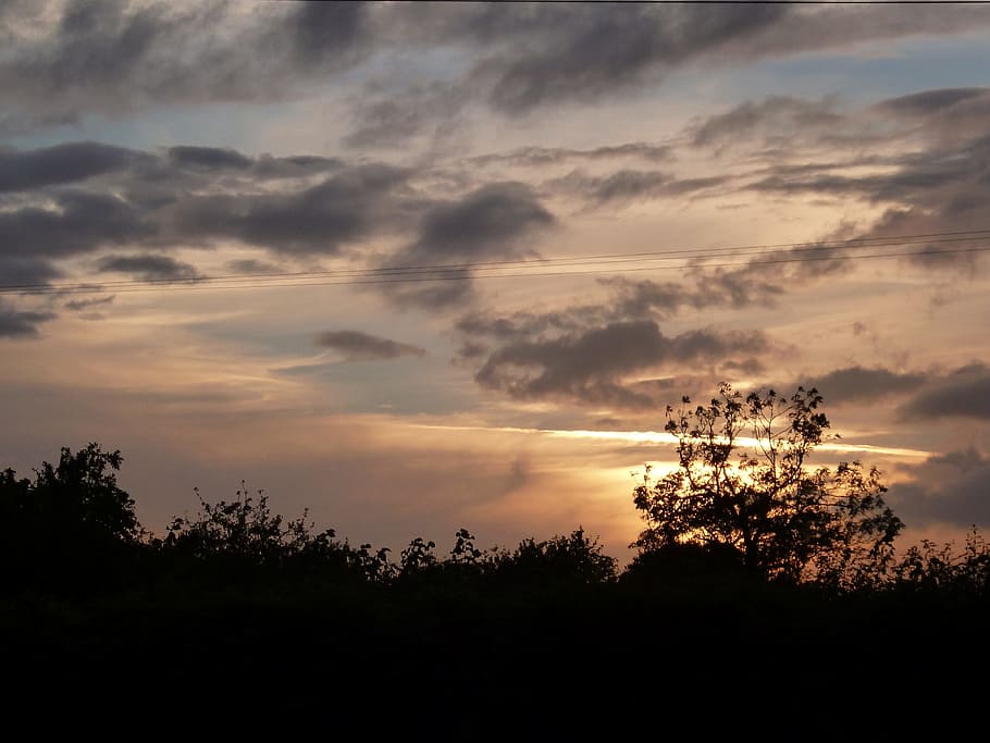 sunset, clouds, sky, nature, landscape, light, outdoor, orange HD wallpaper