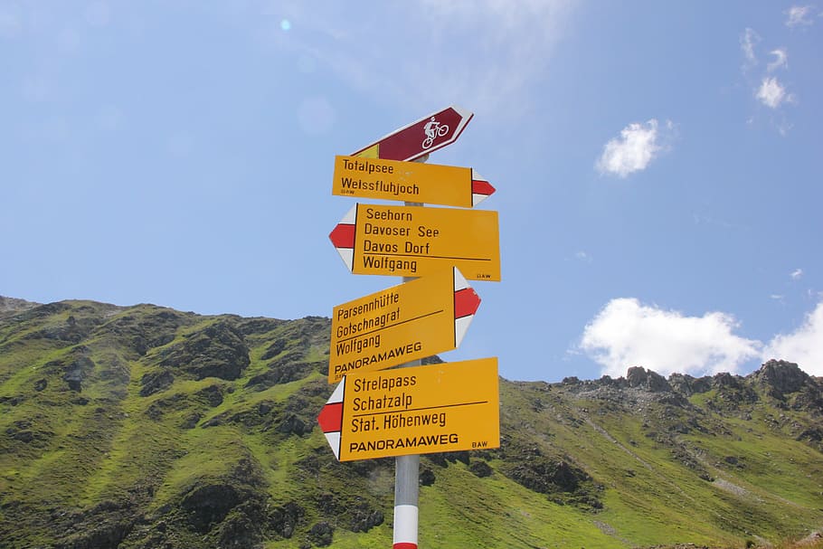hiking, mountains, directory, alpine, davos, communication HD wallpaper