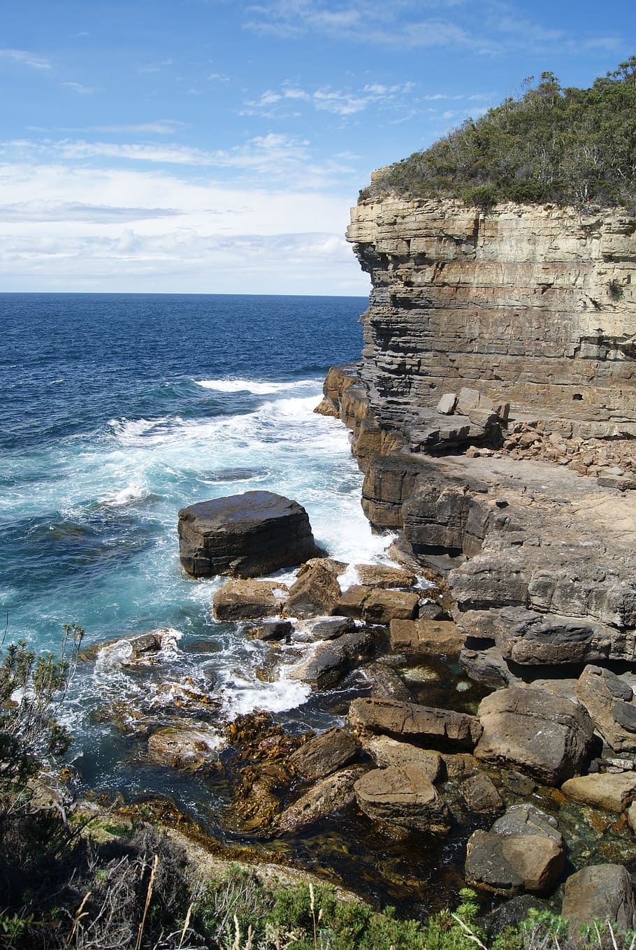 Ocean, Coast, Rock, Rough, Surf, Sea, nature, blue, landscape HD wallpaper