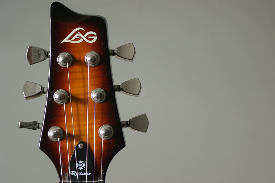 brown Lag guitar headstock, Guitars, Mood, Music, Music, Instrument, HD wallpaper