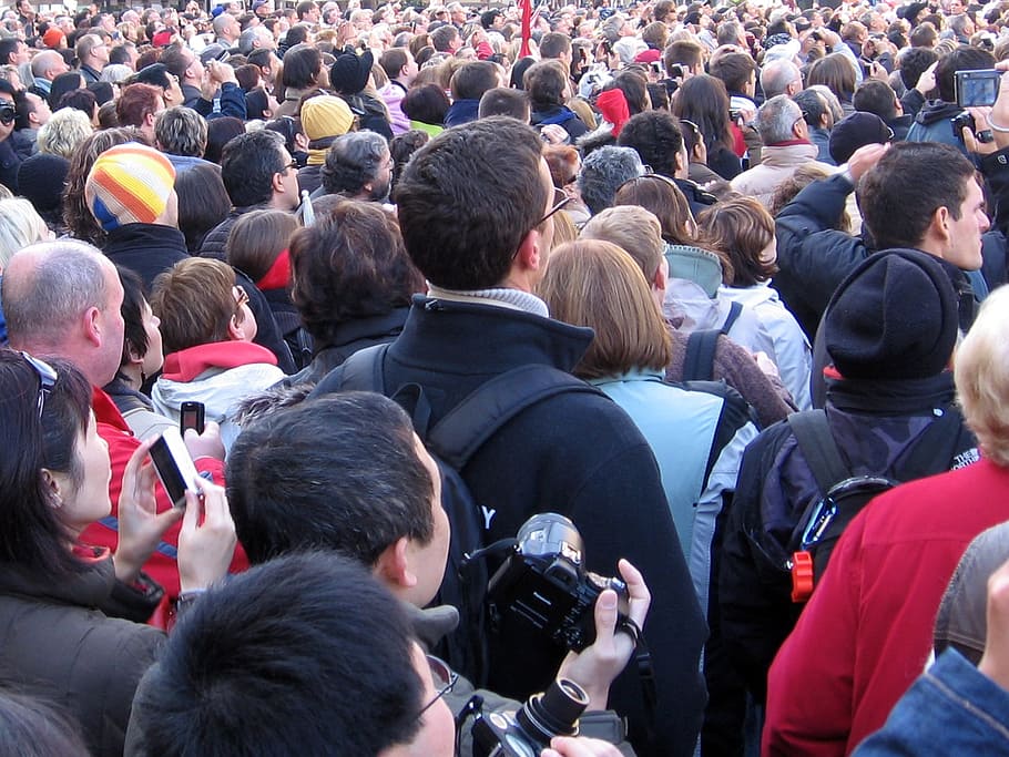 man in black jacket, human, audience, mass, people, population, HD wallpaper