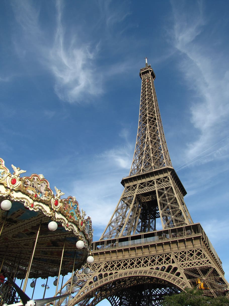 france, paris, eiffel tower, carousel, built structure, architecture HD wallpaper