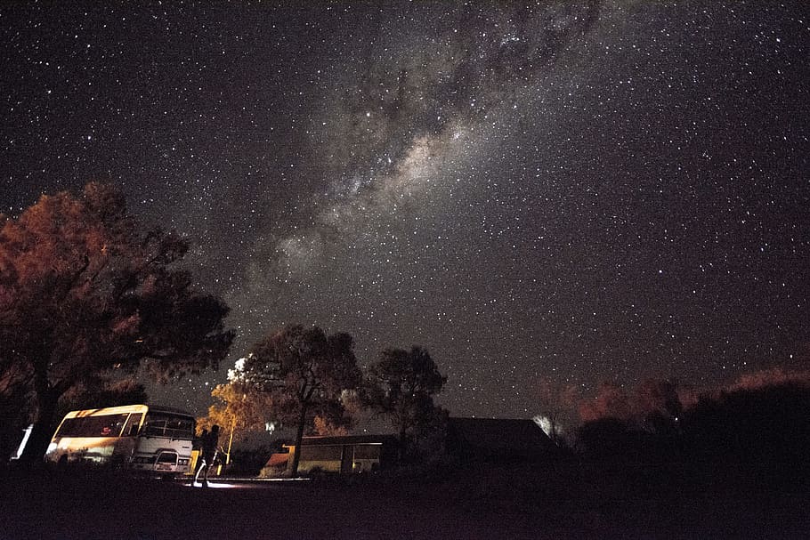 galaxy view on night sky, photography of stars during night time HD wallpaper