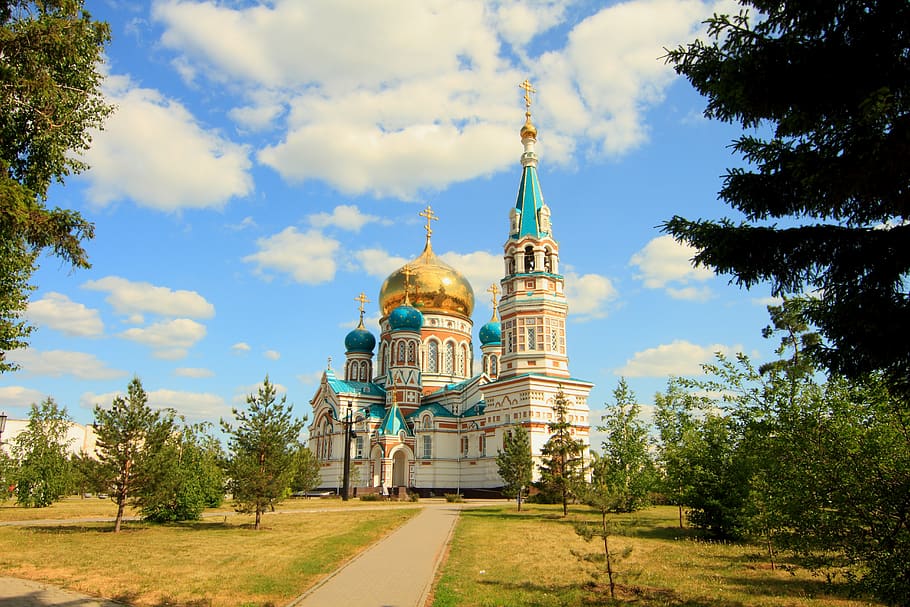 omsk, temple, religion, church, architecture, russia, christianity, HD wallpaper