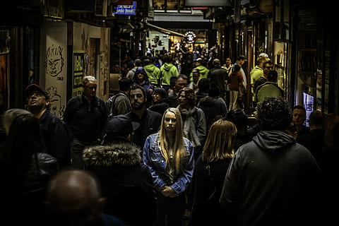 crowd, crowded, people, stores, stress, woman, urban Scene HD wallpaper