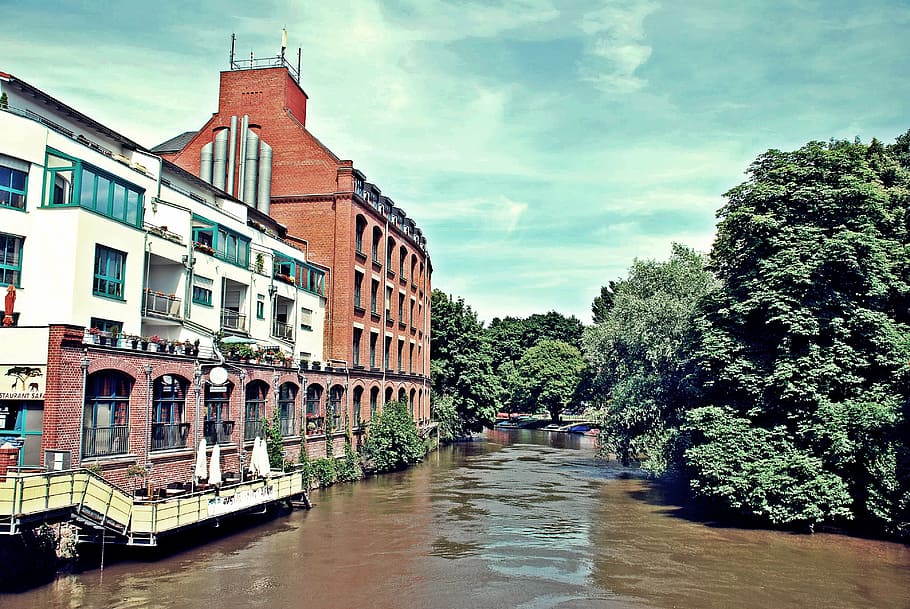 elster, river, leipzig, water, saxony, hdr, architecture, built structure HD wallpaper