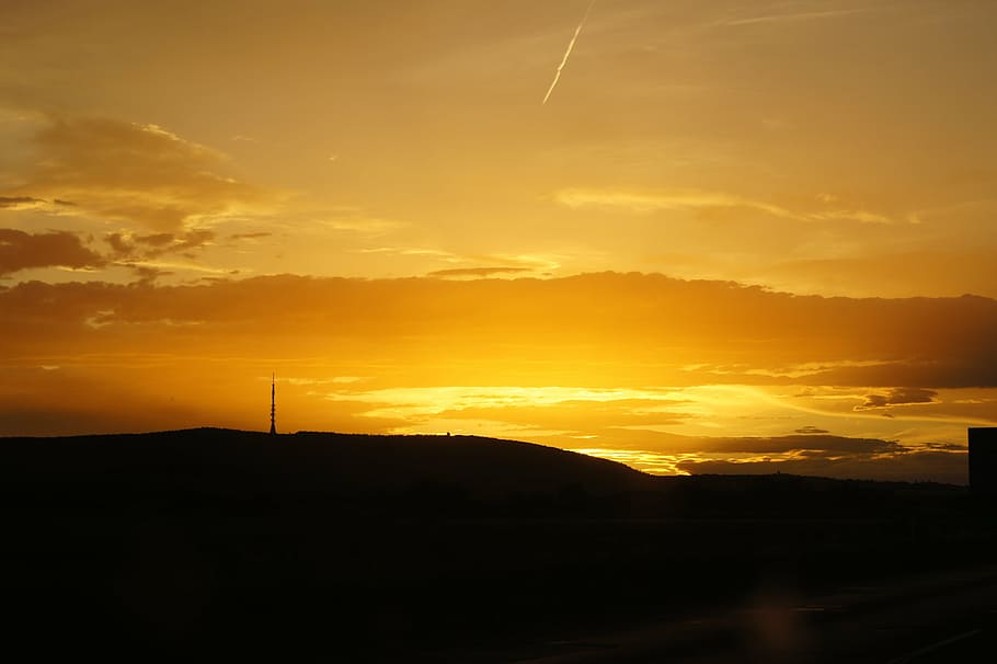 sunset, dusk, afterglow, twilight, sky, cloud - sky, silhouette HD wallpaper