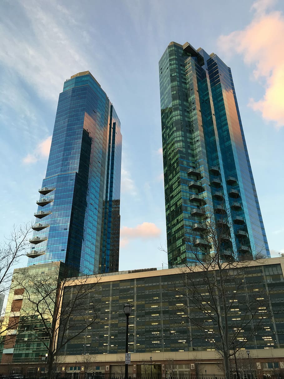 Skyline, Reflection, Tower, urban, blue, skyscraper, architecture HD wallpaper