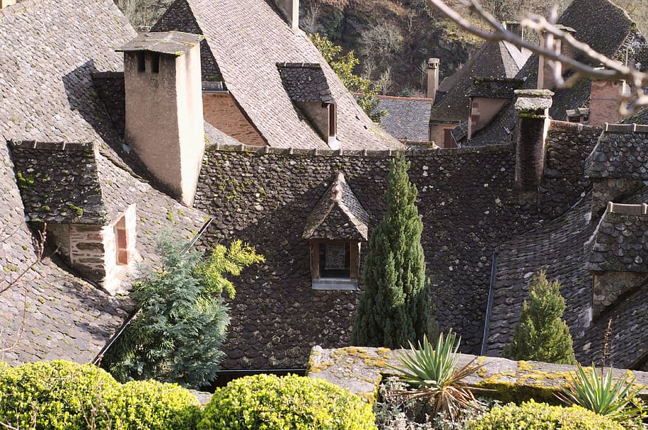 medieval, conques, aveyron, abbey, stained glass windows, heritage, HD wallpaper