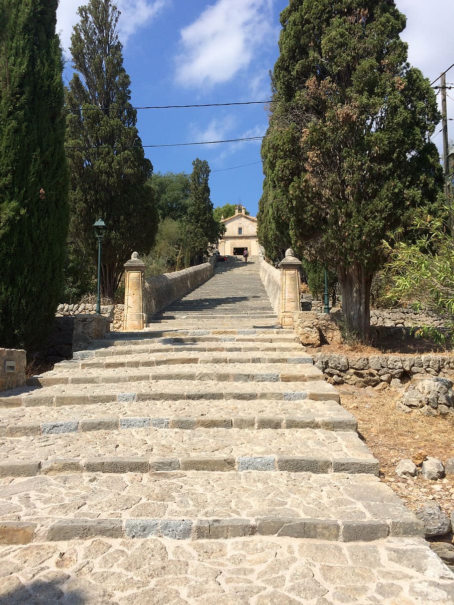 mallorca, spain, pollença, staircase, steps, the way forward HD wallpaper