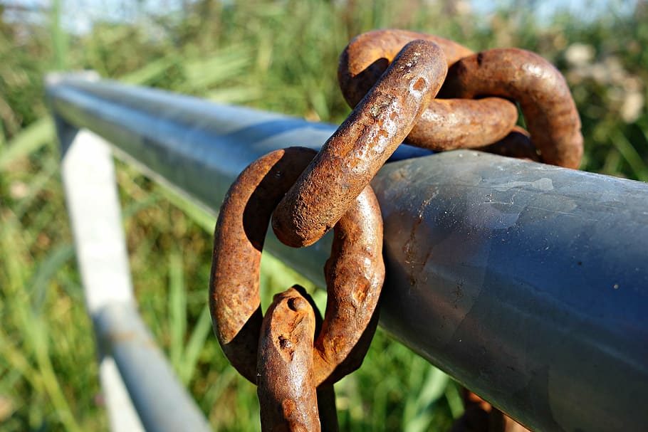 chain, link, iron, fastening, secure, gear, rust, rusty chain HD wallpaper