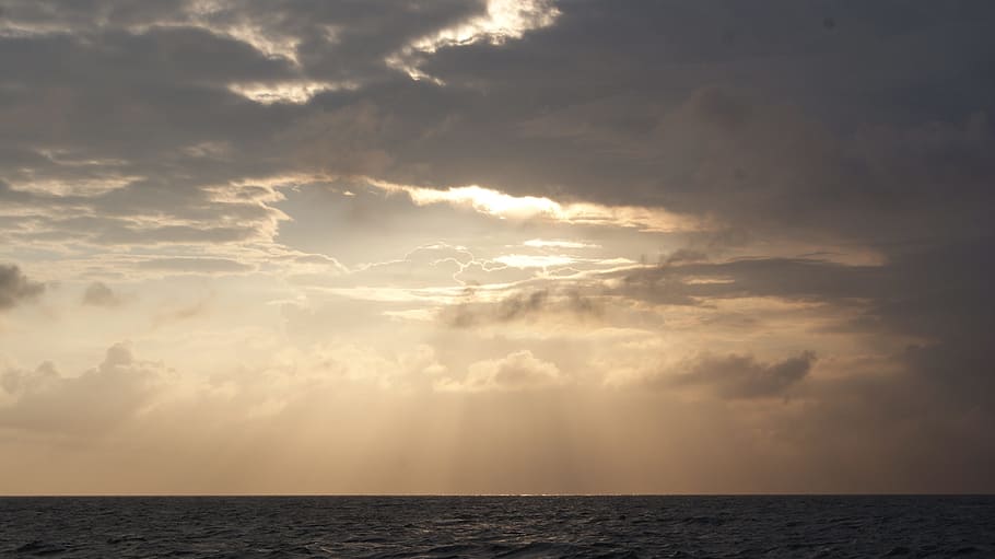 seascape, sun, clouds, water, ocean, nature, sunrise, sky, cloud - sky HD wallpaper