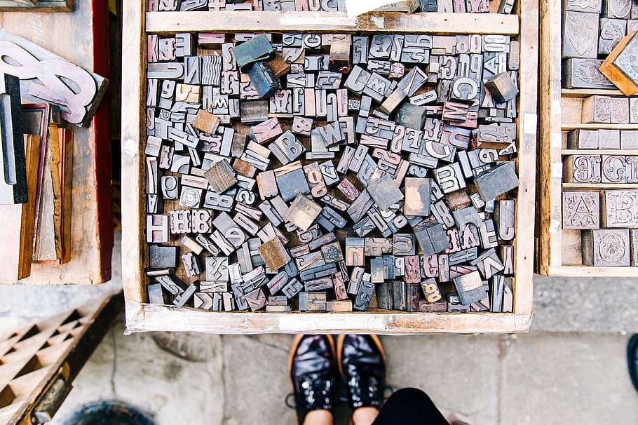 Assorted Wooden Alphabets Inside the Crate, art, blocks, cubes HD wallpaper