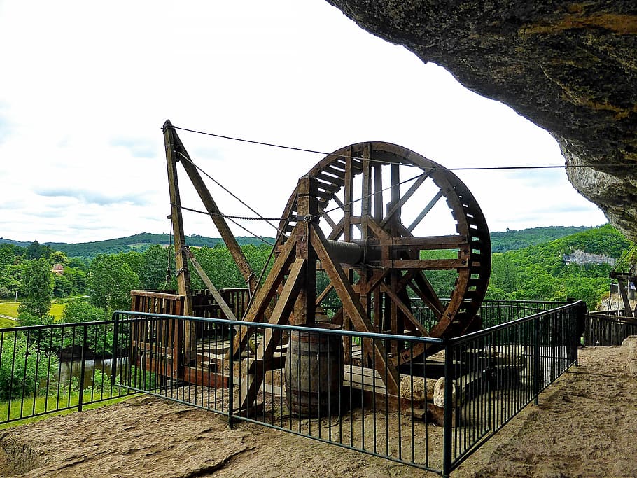 wheel, machinery, engineering, historical, peyzac le moustier HD wallpaper