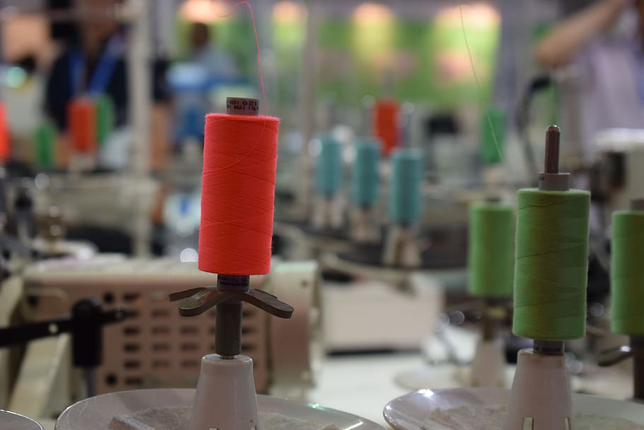 orange, thread, stitching, focus on foreground, close-up, spool HD wallpaper