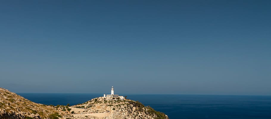 house on top of the mountain, cap de formentor, majorca, reefs HD wallpaper