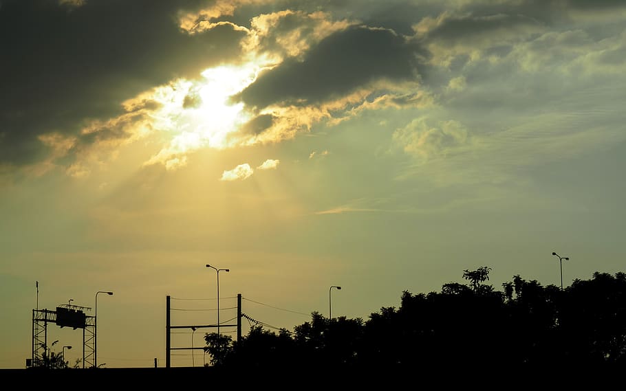 sunset, evening, cloud, sky, cloud - sky, silhouette, nature HD wallpaper
