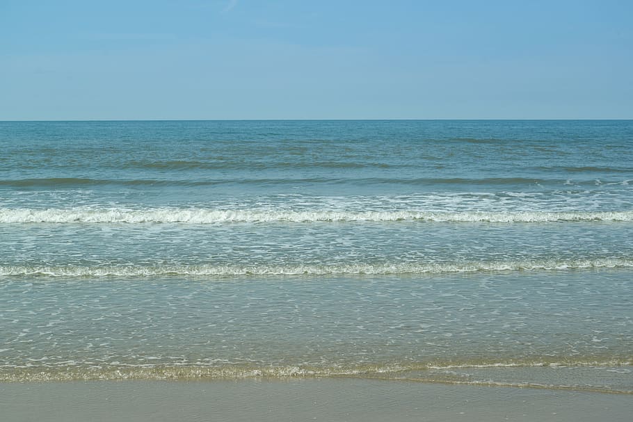 sea, waves, sand, layers, coast, beach, netherlands, north sea HD wallpaper