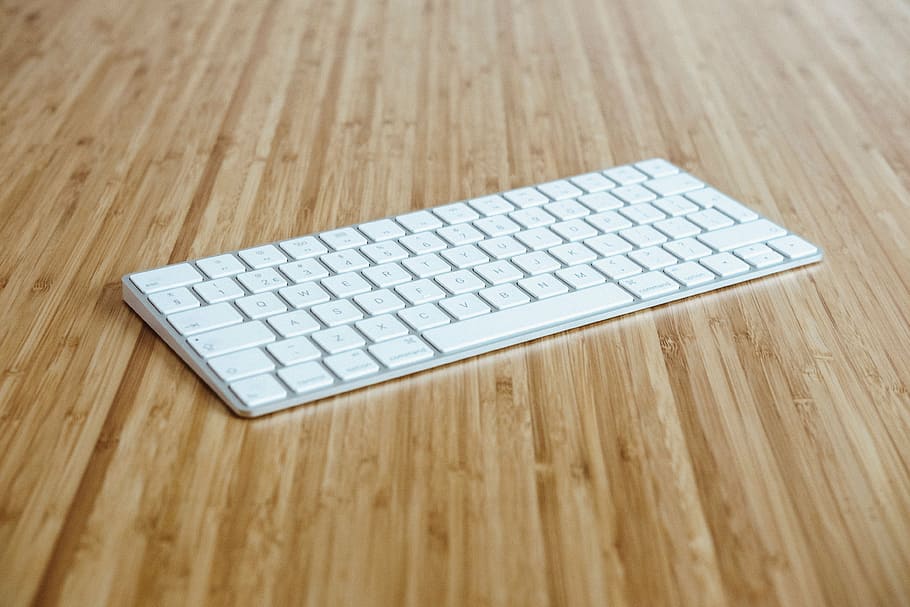 Apple Magic keyboard, business, office, work, desk, wooden HD wallpaper