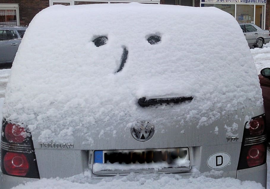 winter, car, snow, smiley, cold, auto, face, design, drawn, HD wallpaper