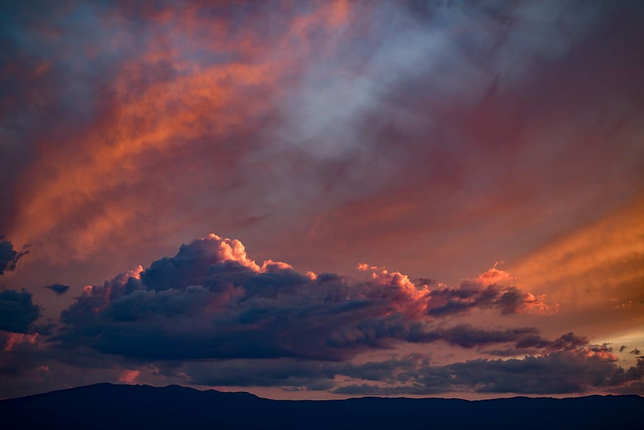 Sea of Clouds, dark clouds on sky, cloudscape, silhouette, sunset HD wallpaper