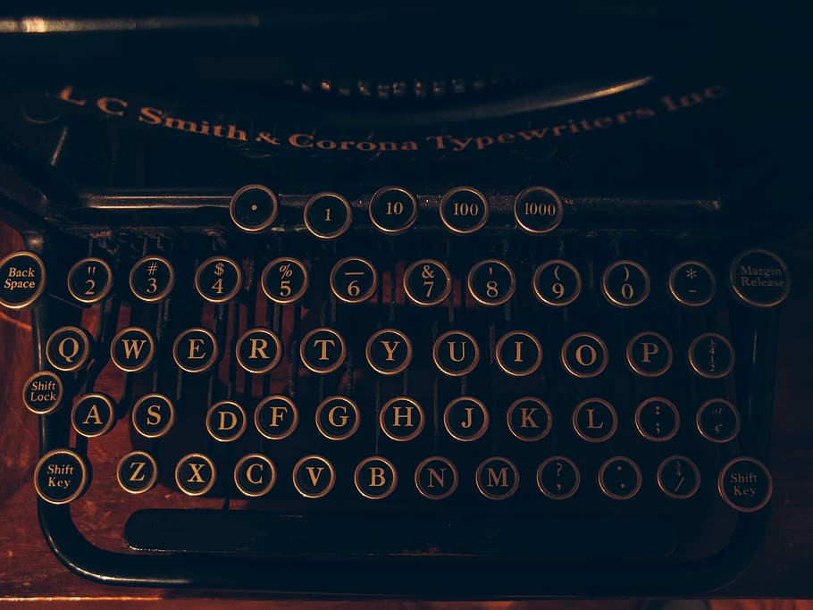 black and brown typewriter, shallow focus of typewriter, antique HD wallpaper