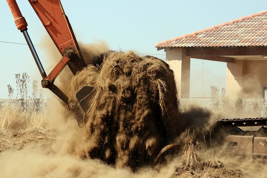 Building, Bulldozer, Construction, day, outdoors, fuel pump HD wallpaper