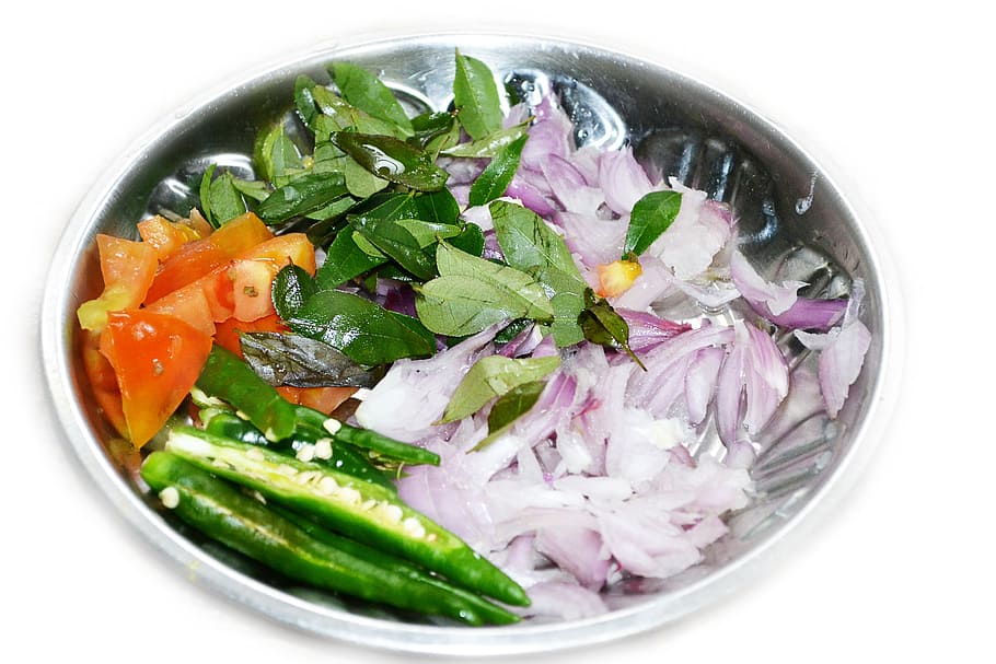 dish, onions, capsicum, tomatoes, vegetables, curry, cooking HD wallpaper