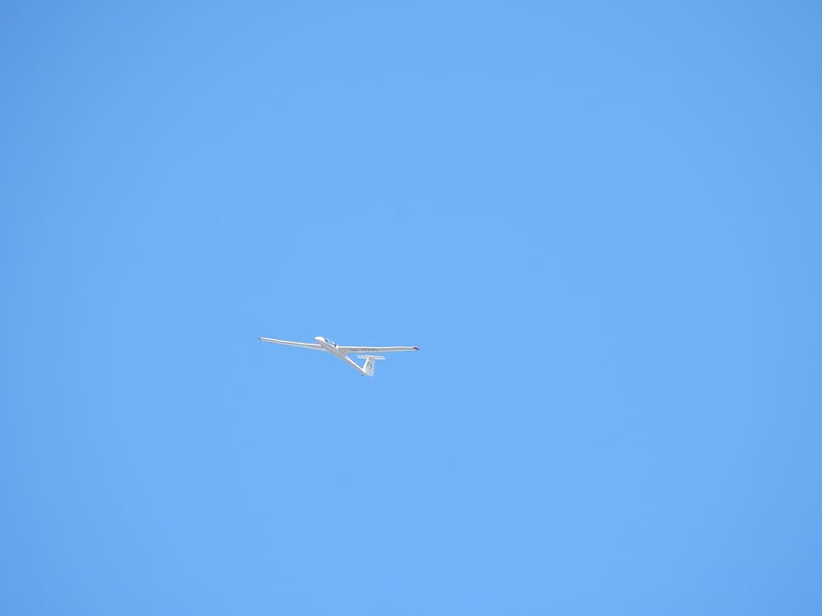 Glider, Flying, sky, blue, airplane, transportation, clear sky HD wallpaper