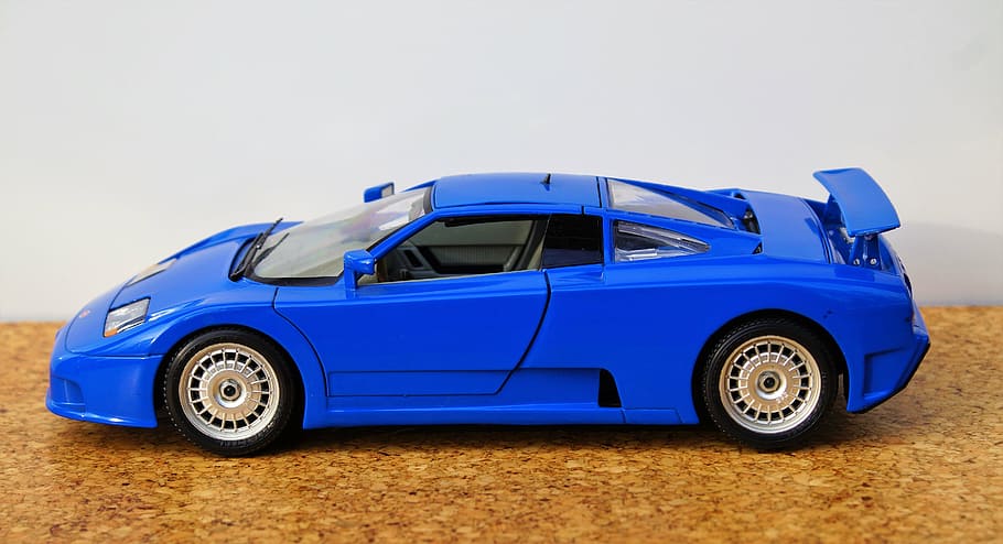model car, bugatti, auto, oldtimer, toys, blue, motorsport HD wallpaper