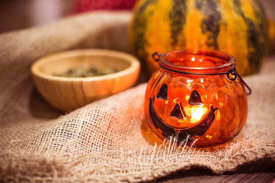 Preparing For Halloween: Pumpkin Candle Holder, candles, happy halloween