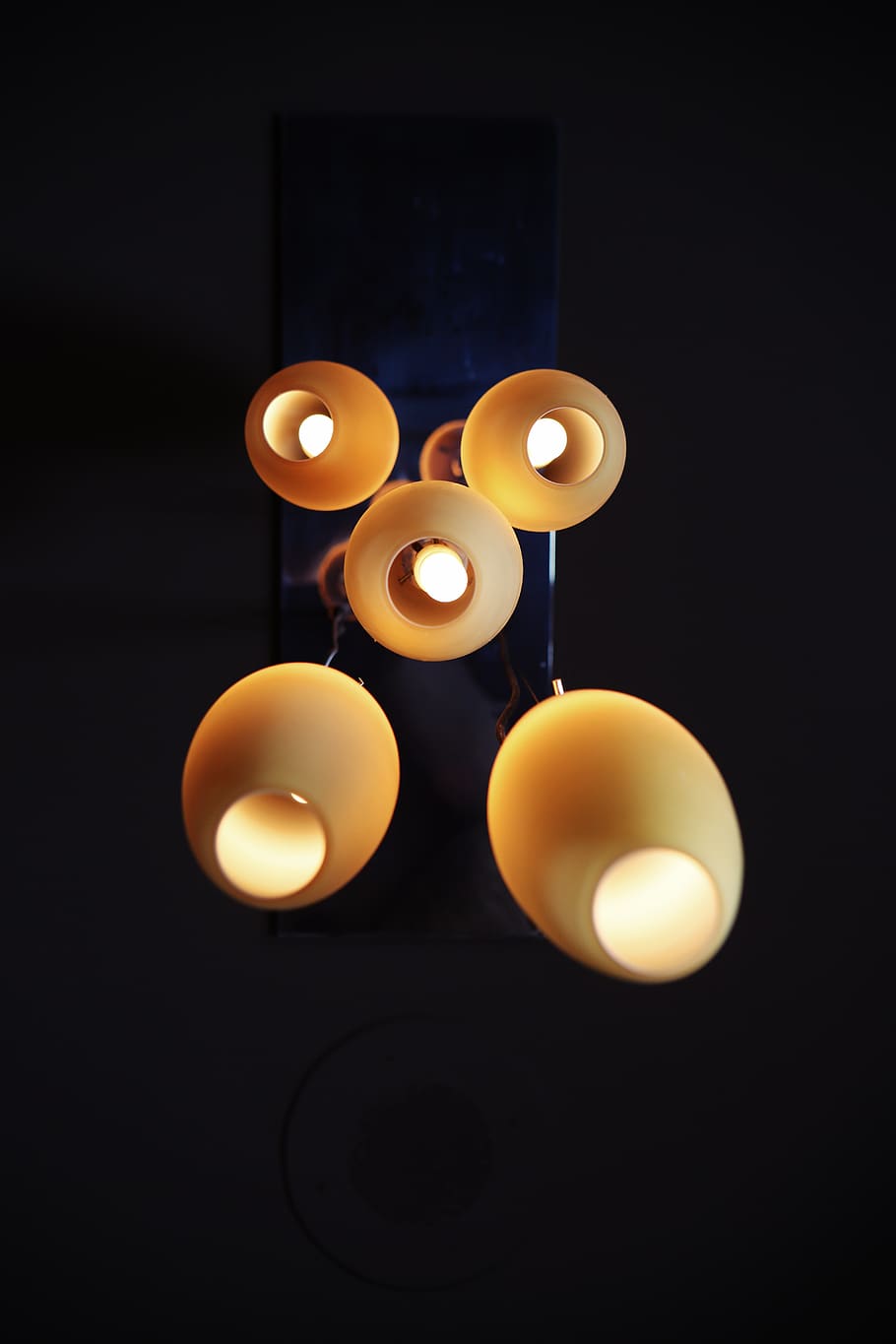 lamps, lights, ceiling, dark, night, illuminated, glowing, burning HD wallpaper