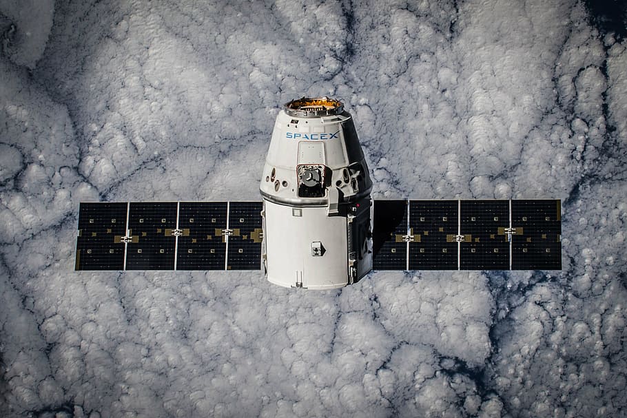 aerial, clouds, cloudy, satellite, space, space shuttle, spacex, HD wallpaper