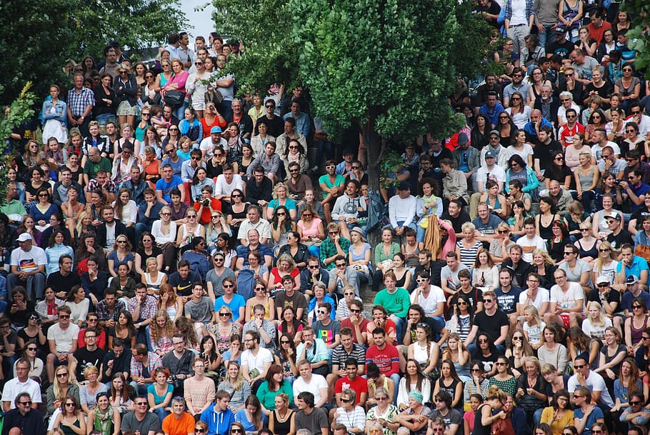crowd of people near tree, human, mass, event, berlin, germany HD wallpaper