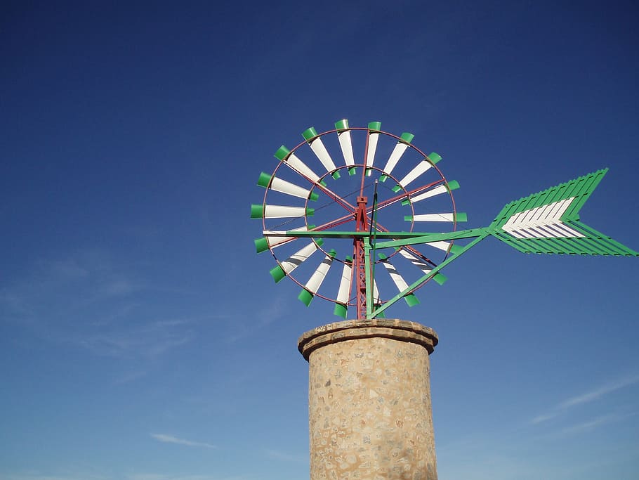 blue, sky, windmill, low angle view, nature, alternative energy HD wallpaper