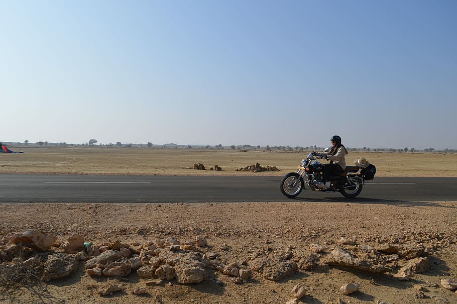 Girl, Biker, India, Freedom, Motorbike, jaisalmer, motorcycle, HD wallpaper