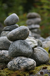gray stone balancing, stack, stones, rocks, balance, zen, spa HD wallpaper
