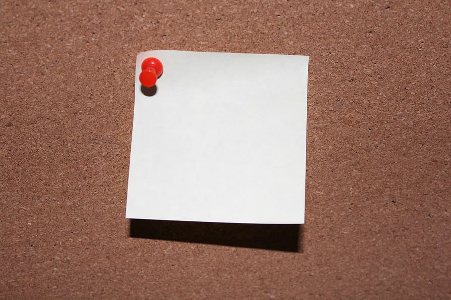 white paper with red cork pin, note, list, stickies, memo, info, HD wallpaper