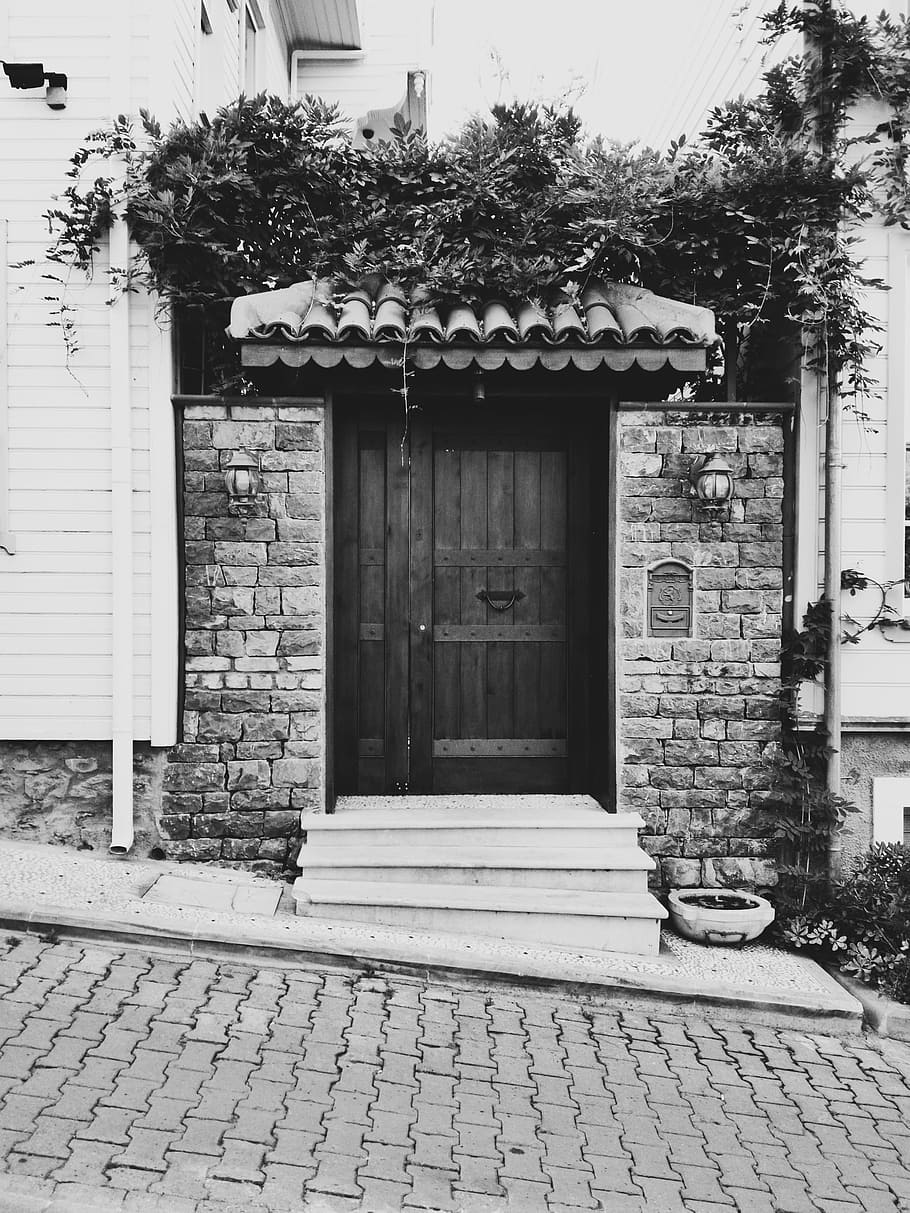 Door, Ivy, Prison, black, scully, old, architecture, turkey HD wallpaper