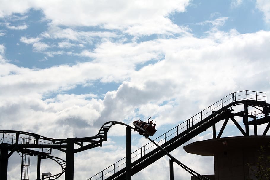 people riding on roller coaster, Rollercoaster, Ride, Excitement HD wallpaper