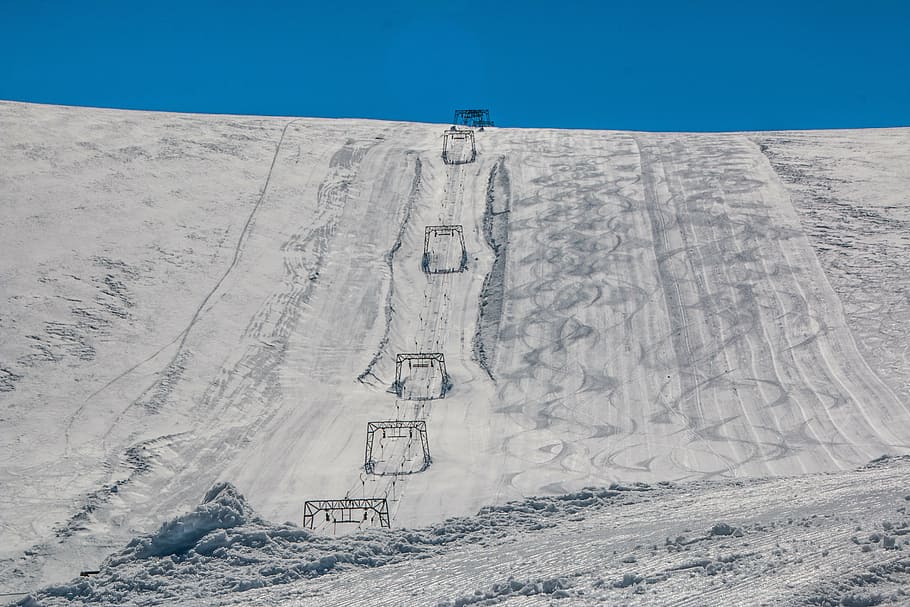 ski slope, empty, skiing, snow, winter, mountain, nature, cold temperature HD wallpaper