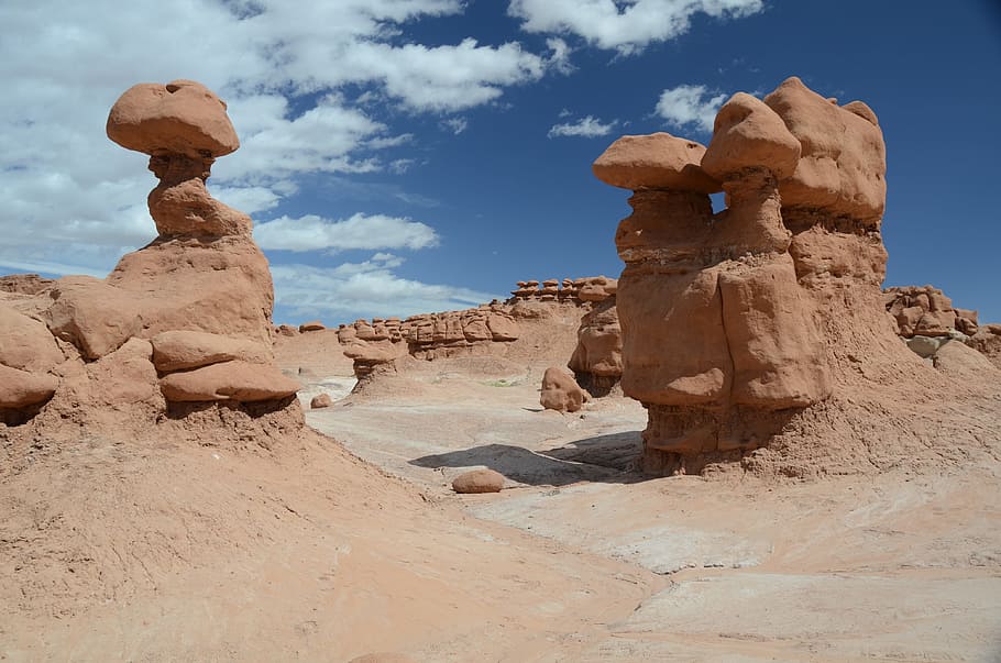 beige stone formation, Rock, Formations, Goblin Valley, Utah, HD wallpaper