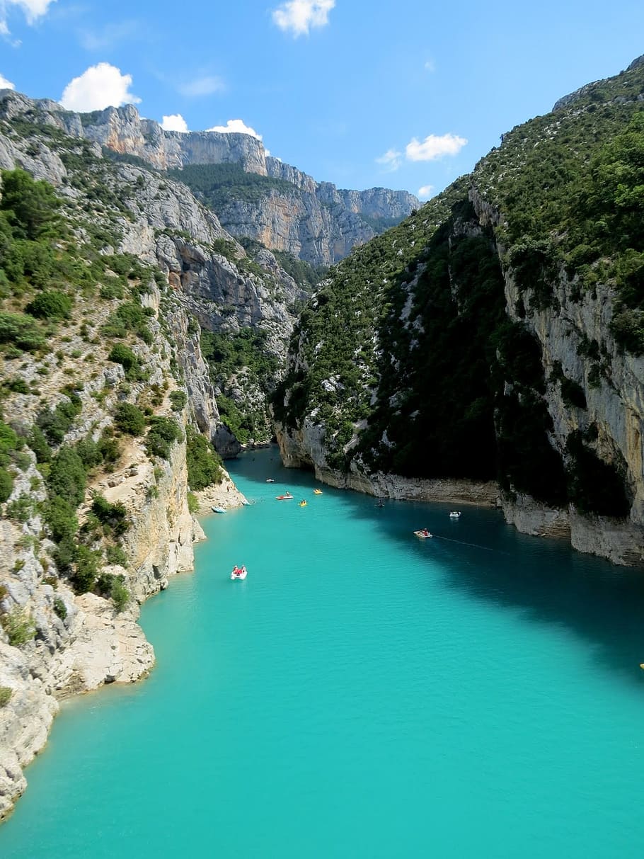 Verdon, River, Sky, scenics, rock - object, water, summer, nature HD wallpaper